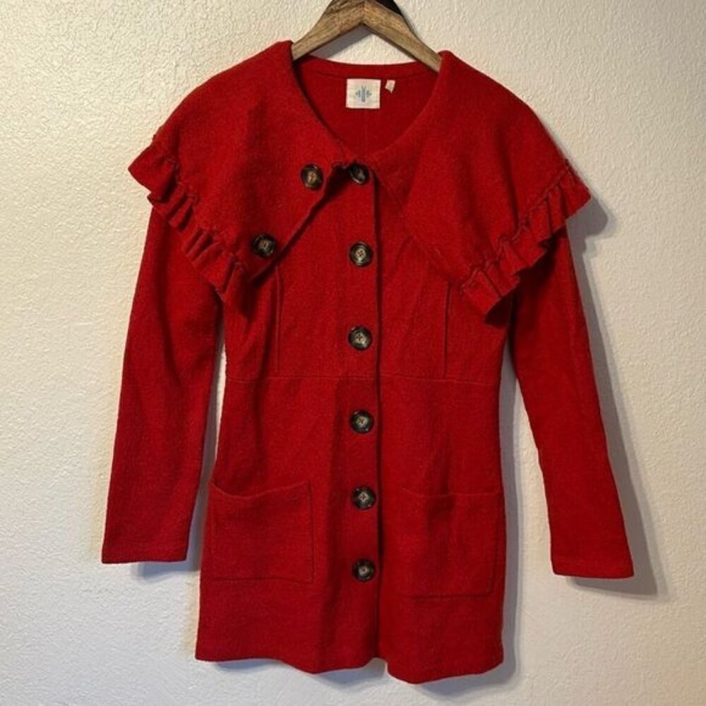 Anthropologie HWR Herlev Boiled Wool Sweater Coat Small